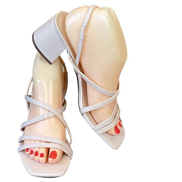 Unisa Marie Slingback Block Heel Strappy Sandals 7.5M Blush Nude 281D - Picture 1 of 9